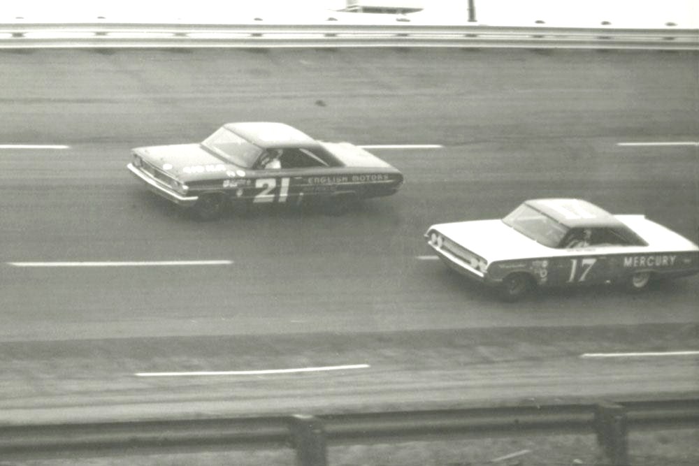 Racer Dave MacDonald trails Marvin Panch in 1964 NASCAR Atlanta 500